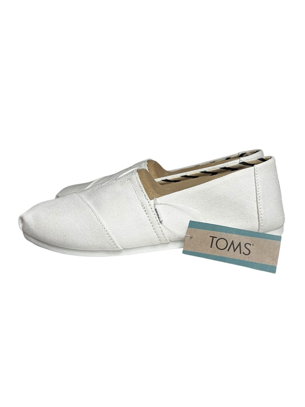🌻NEW w/tag TOMS Alpargata Slip-On Flats White Canvas Casual Comfort Shoe 8.5